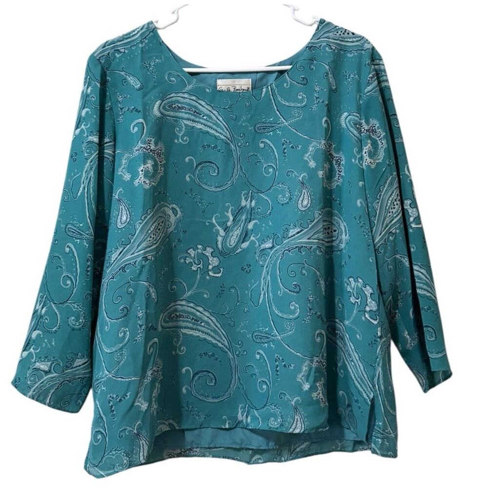 Gayle‎ Burbank Women Size 14 Paisley Blouse Polyester Lined Lightweight Office
